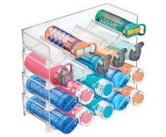 mDesign 4er-Set Flaschenregal stapelbar – praktisches Weinregal Kunststoff für bis zu 5 Flaschen – handliches Regal für Weinflaschen oder andere Getränke – durchsichtig