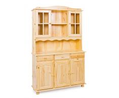 Inter Link Buffet Vitrinenschrank Küchenschrank Geschirrschrank Esszimmerschrank Kiefer Massivholz Natur lackiert