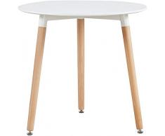LOVEMYHOUSE Esstisch Weiß Rund Küchentisch Modern Büro Konferenztisch Kaffeetisch, Runder Esstisch Freizeit Holz Kaffee Tee Büro, Creme Weiß 100CM (80CM)