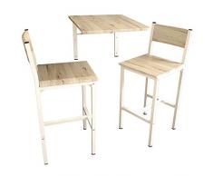 YELLOO MOD. Trieste Set Klapptisch und 2 Hocker Beige Tisch Enoteca Wand zusammenklappbar Platzsparend