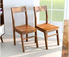 AISER Royal Massive Echt-Holz Palisander Esszimmer-Stühle -Hawi- aus besonders schön gezeichnetem Sheesham-Holz in modernem zeitlosen Design | 2er Set