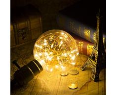 G95 Vintage Edison Glühbirne,KINGCOO E27 180LM Antike LED Leuchtmittel Birne Kupferdraht Globus Dekorative String Lichterkette Lampe für Weihnachten Home Party Hochzeit Bars (Warmweiß)