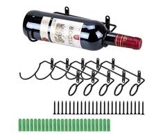 BSTKEY Weinflaschenhalter zur Wandmontage, Eisen, für Rotwein, Getränke, Likörflaschen, Metallhalterung zum Aufhängen, 6 Stück Flaschenmund nach rechts