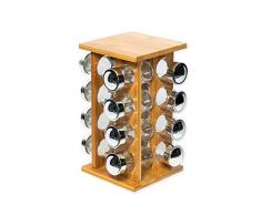 Ambico Gewürzregal ESPECIAS aus Bambus - Gewürzständer mit 16 Gewürzgläsern - Maße: 15x15x30 cm (LxBxH)