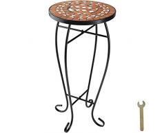 TecTake 800571 Mosaik Blumenhocker, runder Beistelltisch mit Steinmosaik, Ø 30cm, Diverse Farben- (Terra | no. 402768)