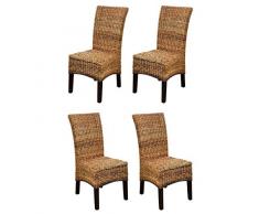 KMH®, 4er Set Rattanstühle Banana aus dickem Bananengeflecht (#205022)