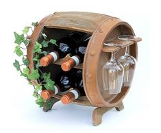 DanDiBo Weinregal Holz Weinfass Braun 33 cm 2110 Bar Flaschenregal Flaschenständer Klein Fass Holzfass mit Glashalter