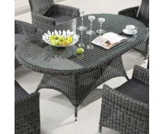 Destiny Santos Tisch Oval 180 x 100 cm Polyrattan Gartentisch Geflechttisch Esstisch Grau (76531)