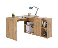 IDIMEX Schreibtisch Eckschreibtisch Carmen mit Regal 120x75x59 cm Winkelkombination in Wildeiche