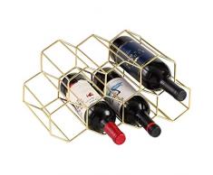 ASDF Freistehender Weinflaschenhalter, Keine Montage Erforderlich 9 Flaschen Metall Weinregal, Für Arbeitsplatte Bar Weinkeller Keller Schrank,Gold