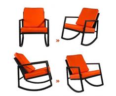 QCY AT Patio Wicker Schaukelarm Outdoor Garden Lounge Fußschemel Holzstuhl Rattan Rocker Heimstuhl