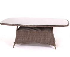 Destiny Gartentisch Luna 200 x 100 cm Vintage Grau Tisch Polyrattan Geflechttisch Esstisch Halboval