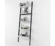 WOLTU RGB9322ws Leiterregal Standregal Hochregal Metallregal Blumentreppe Treppenregal Pflanzenregal Holzregal Stufenregal Wandregal Dekoregal Blumenregal Bücherregal mit 5 Ablage