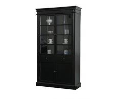 Dynamic24 AMARETTA Glas Vitrine Vitrinenschrank Aufsatzbuffet Buffet antik schwarz patiniert
