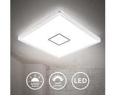 B.K.Licht I LED Deckenleuchte I Deckenlampe I Wandlampe I 18 Watt I 2.400 Lumen I Neutralweiß 4.000K I Weiß-Silber I Eckig 29x29cm I Ultraflach 2,8cm