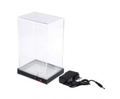 CUTICATE Acryl Vitrine Schaukasten Staubschutz Ausstellung Box mit LED-Licht für Sammelfigur Auto Modell Spielzeug