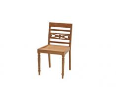 Ploß Ornamentstuhl Cambridge - Premium Teakholz-Stuhl mit FSC-Zertifikat - Terrassenstuhl - Holz-Gartenstuhl Braun - Gartenstuhl ohne Armlehnen - Outdoor-Holzstuhl für Terrasse, Balkon & Garten