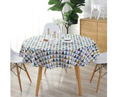 DGHJK Tischdecke Garten Rund,Leinenoptik Wasserdicht Schmutzabweisend Pflegeleicht Gelb Küchentisch Abdeckung Abwaschbar Einfache Moderne Tischdeck Geeignet FüR Home KüChe Dekoration Gartentischdecke