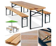 KESSER® Bierzeltgarnitur 3 teilig Gartenmöbel-Set | Klappbar 170 x 46 x 75cm | 2X Bierbänke 1x Biertisch | Festzeltgarnitur Biertisch Stehtisch Sitzgarnitur Holz