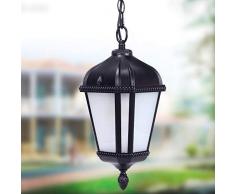 Wandleuchten Europäischen Garten Balkon Wasserdichte Pendelleuchte Korridor E27 Hofvilla Pavillon Hängelaterne Pflanzenregal Schwarz/Bronze Schmiedeglas Kronleuchter, Schwarz
