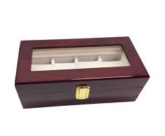 YF-Watch Boxes Wooden Organizers Collection Vintage Schmuck Uhr Aufbewahrungsboxen Klarglas Vitrine | mit 4 Schlitz und justierbaren weichen Kissen-Sammelboxen