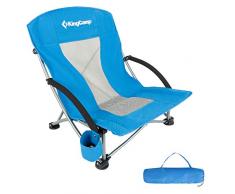 KingCamp Strand Liege Stuhl Camping Klapp Falt Sessel Niedrig Garten Stahl 136kg Royal Blue