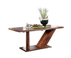 MASSIVMOEBEL24.DE Sheesham Massivholz massiv Möbel lackiert Säulentisch 240x100 Palisander Möbel massiv Holz walnuss Duke #135
