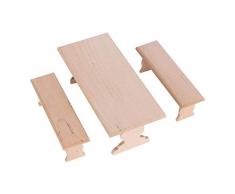 Miniatur Tischbank Modell Puppenhaus Möbel, tragbare 1:12 Tischbank, für Wohnzimmer für Schlafzimmer Garten Küche(Long Table Bench)