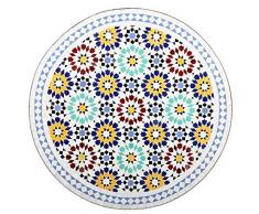 albena Marokko Galerie 15-147 Lisu Marokkanischer Mosaiktisch ø 80cm Rund (Lisu Weiss/Blau/Bunt)