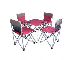 Garten-Sets Stuhl mit Tisch Eisen Oxford Schneller Versand, Grün, Rot Eindickung Folding Rucksack Outdoor-Camping-Möbel Set,Burgundy