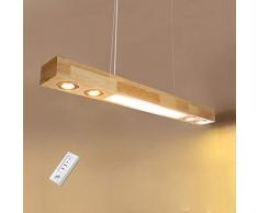 ZMH LED Pendelleuchte aus Holz Hängelleuchte esstisch Pendellampe Hängellampe mit Einbauspots für Küche/Wohnzimmer/Büro/cafe/Arbeitszimmer 3000K Warmweiss Licht
