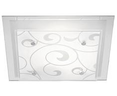 Globo Deckenleuchte Metall weiß Glas satiniert mit Dekor 48062-2 LxBxH:335x335x80, exklusiv 2 x E27 ILLU 60 W
