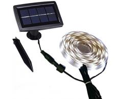 Solar Streifen lichtundurchlässig außen mit Wasser, Start/Stopp-Automatik-Modi 2, flexibel und Schneidetisch, Klebstoff, 5 m 150 LEDs hellen Band Treppe Dachfenster Terra (Color : White)