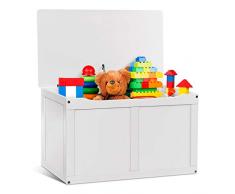 COSTWAY Spielzeugtruhe, Spielzeug Aufbewahrungsschrank, Kinder Aufbewahrungstruhe, Sitzbank, Sitztruhe, Spielzeugbox, Spielzeug Schrank Kommode Kiste Truhe Bank fürs Kinderzimmer und Spielzimmer, weiß