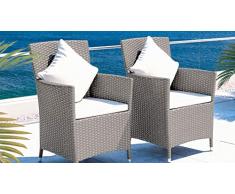 ARTELIA 2X Polyrattanstuhl - Rattansessel Set - für Garten, Terrasse, Balkon, Wintergarten - Stühle aus Rattan, Rattanstuhl Grau