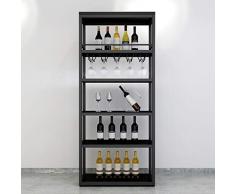 WLNKJ Weinregal Aus Metall - Weinregal Mit Großem Fassungsvermögen - Modulares Weinregal - Weinregal Mit Getränkehalter (6 Lagen, 48 Flaschen),Hangthecup,100cm