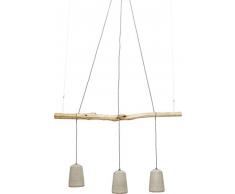 Kare Design Hängeleuchte Dining Concrete, Pendelleuchte, höhenverstellbare Hängelampen im Industrial-Design, Grau (H/B/T) 120x120x15cm