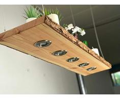 Blockholz-Schmiede Rustikale Holz Pendellampe LED Leuchte - Deckenlampe für Esszimmer und Wohnzimmer – Hängelampe – Smart Home