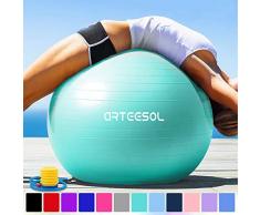 arteesol Gymnastikball 45cm / 55cm / 65cm / 75 cm inkl. Pumpe Anti-Burst Sitzball für Yoga Pilates Fitness Physiotherapie (5 Farben) (Türkis, 55cm)