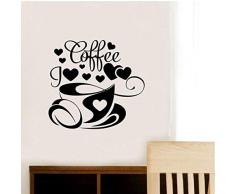 Room Wall Decor Wandtattoo für Kinderzimmer Love Coffee Restaurant Küchenbar Wasserdicht 55x54cm