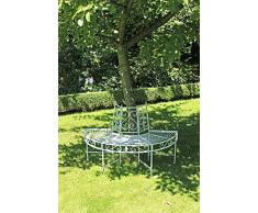 Garden Pleasure Metall Baumbank Varda Gartenbank Sitzbank Parkbank Antik weiß