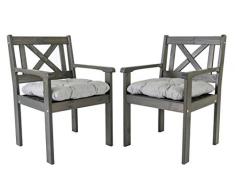 Ambientehome Garten Sessel Stuhl Massivholz inkl. Kissen EVJE, Taupegrau, 2-teiliges Set