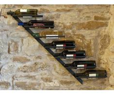 DanDiBo Flaschenhalter Weinregal Diagon 100cm aus Metall Flaschenständer Wandregal Bar (Rechts - Rechte Ausführung)