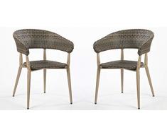 Dublino 2er Set | Outdoor Geflechtstuhl Jupiter, Aluminium mit Kunststoffgeflecht