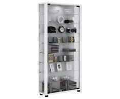 VCM Sammelvitrine Standvitrine Glasvitrine Glasregal Vitrine Glas Schaukasten Ohne Beleuchtung Weiß Lumo Maxi
