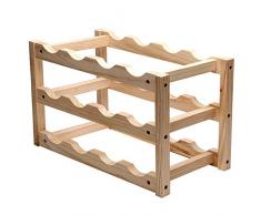 YBWEN Weinregale Stapelbares Weinregal aus Holz mit 12 Flaschen, freistehend für Tischbar oder modernen Minimalisten Flasche Wein Rac (Farbe : Wood, Size : 12 Bottles)