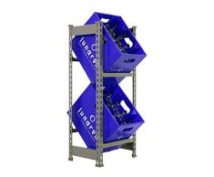 Getränkekistenregal 1000 x 410 x 300 mm, 2 Ebenen, 100 kg Tragkraft/Ebene, GRAU