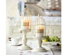 Sziqiqi Vintage Vogelkäfig Kerzenleuchter, Dekoration Kerzenhalter für Hochzeit und Esstisch, Kerzenständer aus Eisen mit Schnitzfiguren, S + L