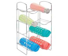 mDesign praktisches Wein- und Flaschenregal – Weinregal Metall für bis zu 8 Flaschen – freistehendes Regal für Weinflaschen oder andere Getränke – silberfarben