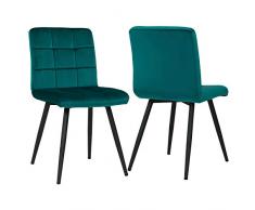 Esszimmerstuhl aus Stoff Samt Farbauswahl Stuhl Retro Design Polsterstuhl mit Rückenlehne Metallbeine Duhome 8043B, Farbe:Petrol, Material:Samt